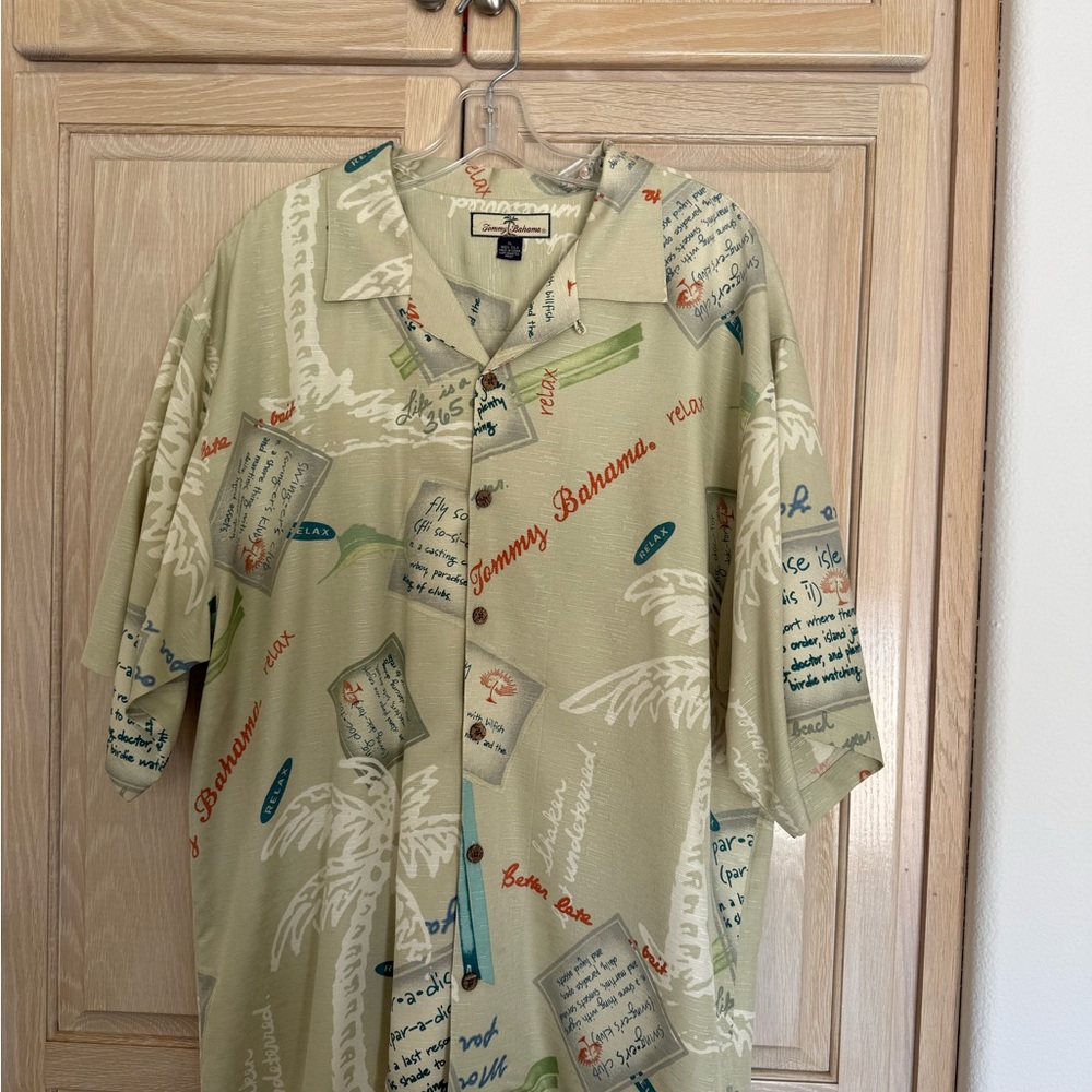 Tommy Bahama Olive Green Postcard Palm Camp Shirt